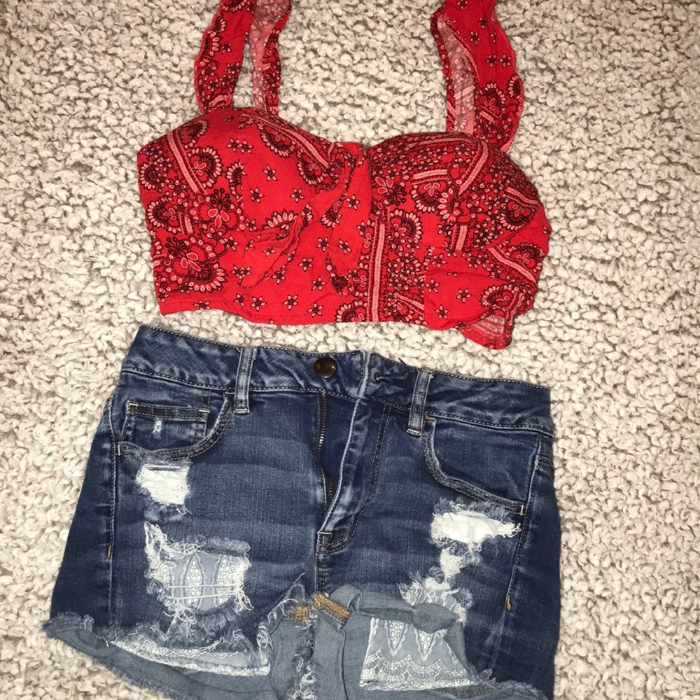 Red bandana crop top